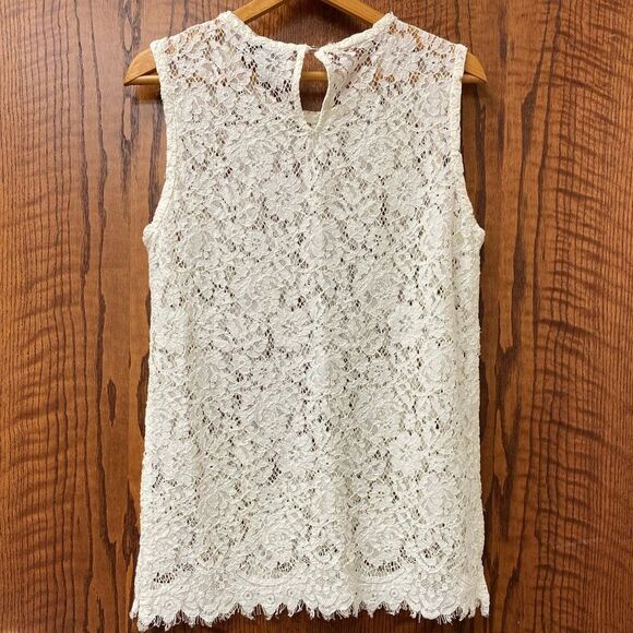 Aqua cream sheer lace scoop neck sleeveless tunic tank - Picture 5 of 6